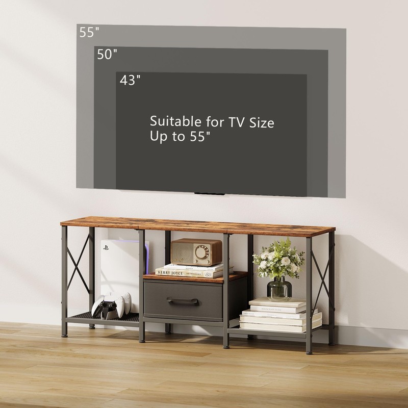 JARHETUN TV Stand with Fabric Drawer, Entertainment Center for 50