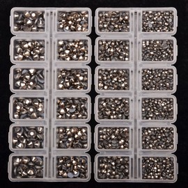 ICAI 4300 Pieces 4 Sizes Hotfix Iron Flatback Glasses Rhinestones Crystal, 1 Tweezers and 1 Pick Pen for DIY Project ss10 ss16 ss20 ss30 (Silver Flare)