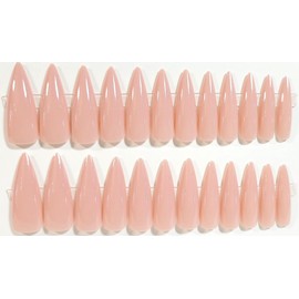 Naturally Nude Glossy Stiletto Press-On Nails - 24 Pieces - Artificial Nails