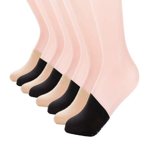 MANZI Women's 8 Pairs Non-Skid Toe Topper No Show Liner