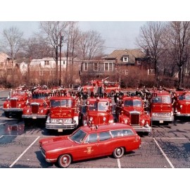 Fort Lee NJ Mack American LaFrance Fire trucks Vintage Photograph Print 8.5x11"