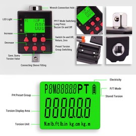 1/2Inch Digital Torques Wrench Adapter, Electronic Torques Tool for Automotive, 3.4-340 N.m High Accuracy Electronic Torsion Wrench Converter with 3/8in and 1/4in Adapter
