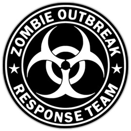 Zombie Outbreak Response Team Vinyl Decal Sticker for Cars Trucks Windows Bumpers Walls Laptops Skins - 5.5 Inches at Largest Point - White with Black Background - KCD3291