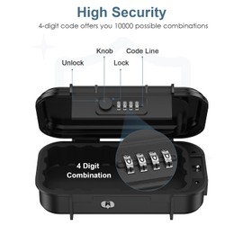 Ankilo Portable Lock Box, 4-Digit Combination Lock Box for Travel, Outdoor Key Safe Box with Removable Chain, Personal Cash Box for Gym, Hotel, Dorm, Travel