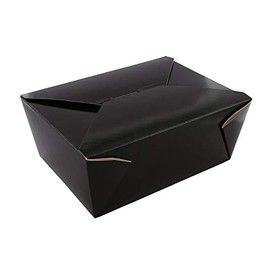 Royal #4 Black Folded Takeout Box, 7-3/4 Inch x 5.5 Inch x 3.5 Inch, Package of 160