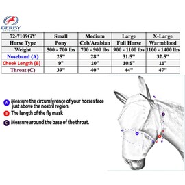 Derby Originals UV-Blocker Reflective Safety Horse Fly Mask with Ears and Nose Cover and Colors