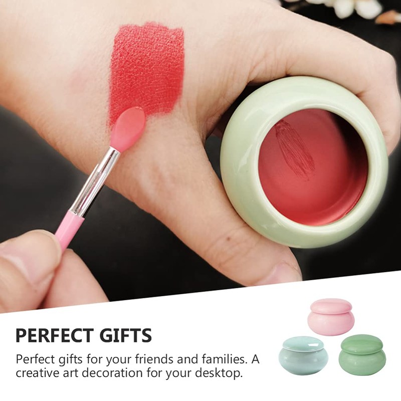 Beaupretty 3pcs Empty Ceramic Lip Balm Rouge Pot Jars with