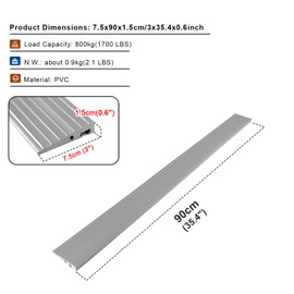 LIEKUMM 1.5cm Rise Threshold Ramp, Cuttable PVC Wheelchair Ramp for Threshold Transition Strip, 800kg Capacity Kerb Ramp for Doorways, Driveways, Bathroom, With Threading Groove, Grey