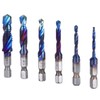 6pcs Spiral Tap Drill Bit Set Blue Plating Coating Hex