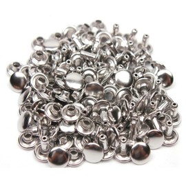 Mcoser 150 Sets Silver Leather Rivets 12mm x 10mm Tubular Metal Studs Double Cap Rivet for DIY Leather Craft