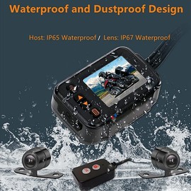 OBEST All Waterproof Motorcycle Dash Cam 720P, 2.0" HD Screen Motorbike Camera for Recording 120 Wide Angle Front and Rear Camera IP67 Waterproof and Dustproof With Loop Recording Night Vision MT30