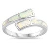 White Simulated Opal Open Knuckle Midi Ring Sterling Silver Twisted