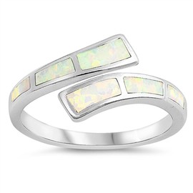 White Simulated Opal Open Knuckle Midi Ring Sterling Silver Twisted Band Size 10
