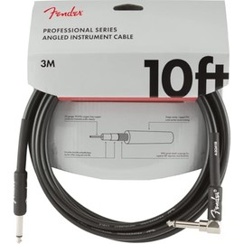 Fender Professional Series Cable para Guitarra y Bajo, Recto/Ángulo, 10 Pies, Color Negro