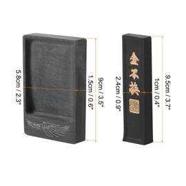 PATIKIL Chinese Calligraphy Ink Stone with Ink Stick Square Ink Tray for Traditional Calligraphy Practice Painting Drawing Black