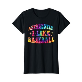 Apparently I Like Baseball Funny Retro Sports Mom Tie Dye T-Shirt