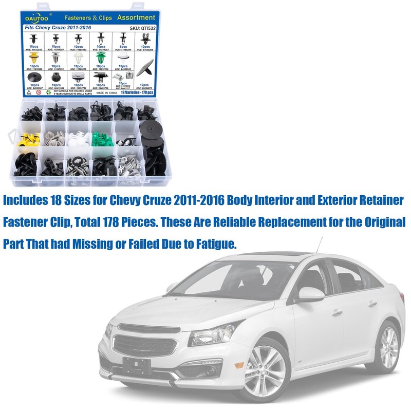 OAUTOO 178pcs fits Chevy Cruze 2011-2016 Auto Body Interior and