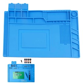 Soldering Mat, 45 x 30 cm, Heat Resistant Soldering Mat, Antistatic Repair Mat, Soldering Work Mat with Scale and Screw Position for Soldering, for Soldering, Repairing Electronic Components, Circuit
