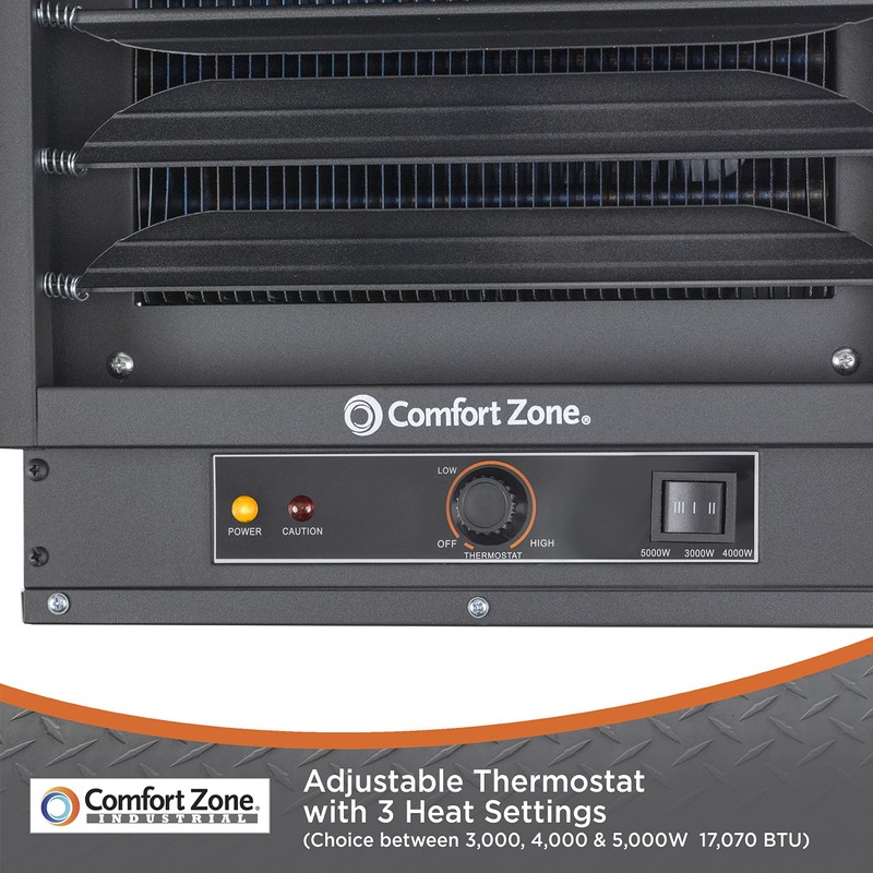 Comfort Zone Hard-Wired Ceiling Mount Garage Electric Space Heater, Fan-Forced,