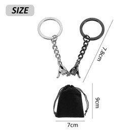 SLEEKEE 2 Pieces Couple Keychains, Boyfriend Gift Keychain, Valentine's Day Gift, Best Friend Gift Keychain, Gift For Wife Hand In Hand Keychain, black, silver