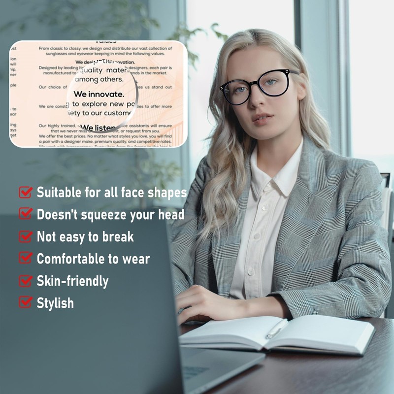 KoKoBin 3 Pack Retro Round Reading Glasses for Women，Blue Light