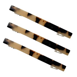 Skinny Slim Tortoise Shell Acetate French Barrettes Flat Acrylic Hair Clips For Fine, Kinky Hair Strong Hold Cute Hair Styling Ponytail Holder for Girls,3 Pcs (Acetate Color)
