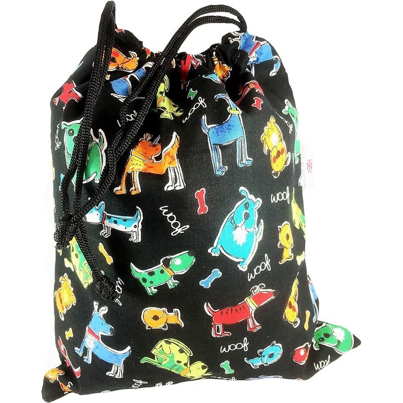 Travelstock Kids Cotton Wash Bag Drawstring small - Loveable Dogs