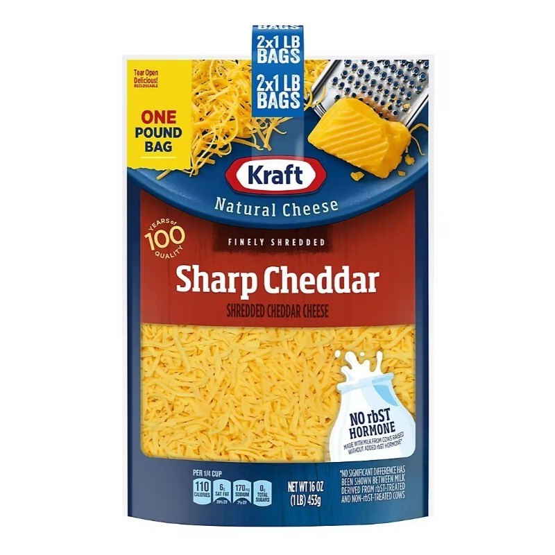 Kraft Sharp Cheddar Finely Shredded Cheese, 2 pk./1 lb.