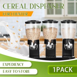 Umigy 1 Pack Triple Indispensable Dry Food Dispenser 67oz Each Capacity Cereal Container for Storage Preserving Dispensing Kitchen Rice Candy Nuts Dog Food Granola Snack Gumball Countertop (Silver)