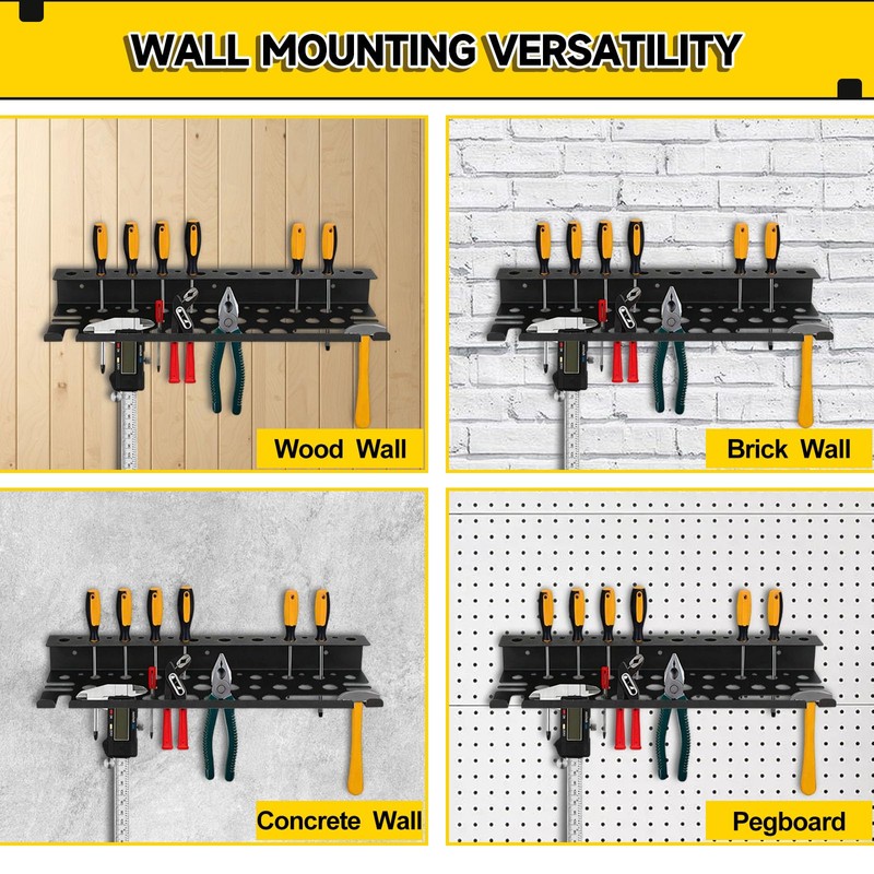 Metal Screwdriver Organizer, 15.75inch Utility Wall Mount Tool Organizer for