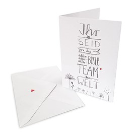 Greetings Card for the Best Team in the World - Greeting Card or Thank You Card for Farewell, Christmas or Between, Folding Card with Linen Texture Including Envelope