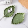 YumiPLUS Ceramic Leaf Spoon rest for Cooking, Cute Green Spoon