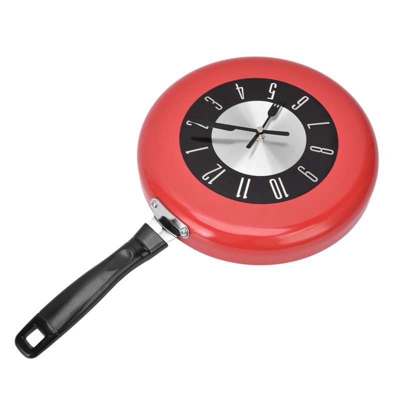 Frying Pan Wall Clock Aluminum Kitchen Pot Decorative Hanging Clocks