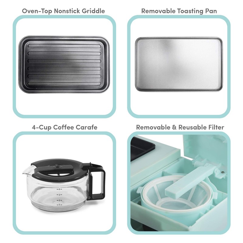Elite Gourmet Americana 2 Slice, 9.5" Griddle with Glass Lid,