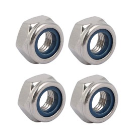 TA-VIGOR 4Pcs M10 x 1.5mm Nylon Hex Lock Nuts, 304 Stainless Steel Nylon Insert Self-locking Nuts, Hexagon Threaded Nyloc Nut for Lock Washers Bolts Screws