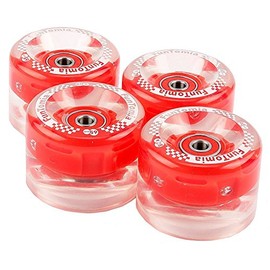 FunTomia Set of 4 (LED) Longboard/Skateboard/Mini Board Wheels (Big Wheels) in 65 x 45 mm 80A Including ABEC-9 Ball Bearings and Metal Spacer 80A Wheel Hardness