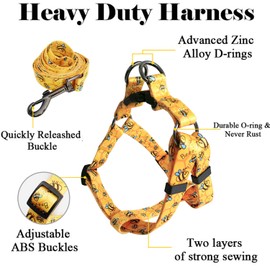 No Pull Dog Harness Breathable Adjustable Comfort,Walking Training Assistance Chest,with Strong Handle Front Clip Harness, Outdoor Easy Control for Medium Small Dogs (M, Yellow)