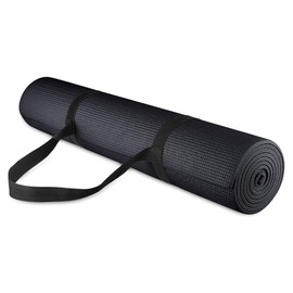 Fitvids All-Purpose 1/4-Inch High Density Anti-Tear Exercise Yoga Mat with Carrying Strap, Black