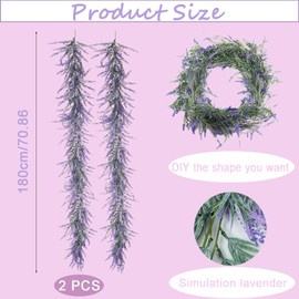 2 Pack Spring Garland, 5.9Ft Purple Flowers Artificial,Plastics Lavender Flowers,Indoor Outdoor Home Spring Decorations for Home,Flower Garland for Wedding Arch,Front Porch Decor