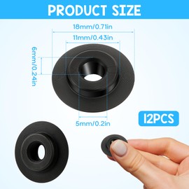 12 Pcs Replacement Cutter Wheel, Replacement Blades Tubing Cutter Wheel Replacement Cutter Wheels Tubing Cutter Spare Wheel Replacement Tube Cutting Tool Replacement Wheel For Tube Cutter (Black)