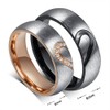 ROWAG 6MM Men Heart Shape Titanium Stainless Steel Couple Rings
