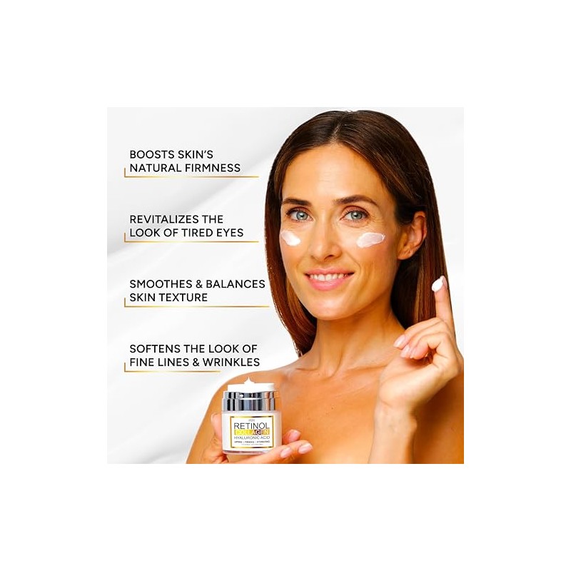 Retinol Cream for Face with Collagen & Hyaluronic Acid, Non-Greasy