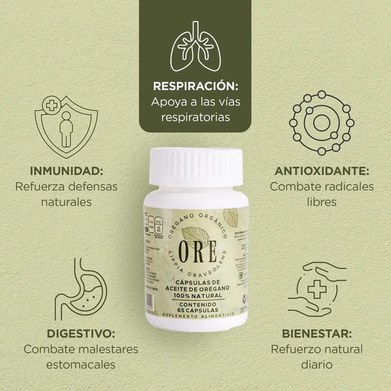 Aceite De Oregano Ore, 65 Capsulas Cu Kit 2 Frascos
