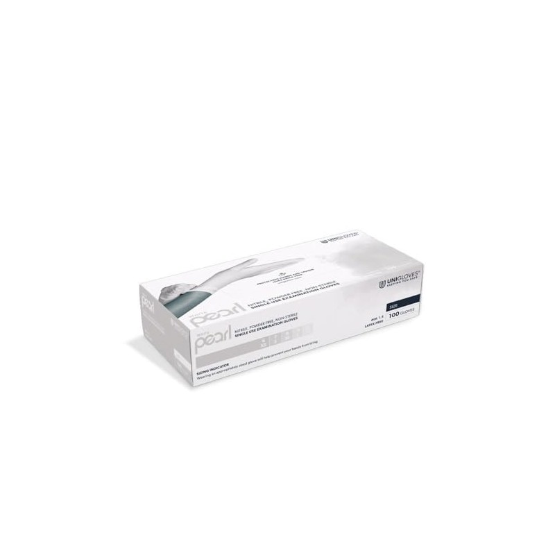 White Pearl Nitrile Disposable Gloves, Powder-Free, Size XS (Pack of