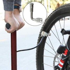 Motorcycle Air Valve, 90° Extension, L-Shaped, Bicycle, US Type Valve, Set of 2, Bike Air Pump, Adapter, Silver, Suitable for Vehicles, Small Wheels, Automobiles, Motorcycles, Metal Extension Rod