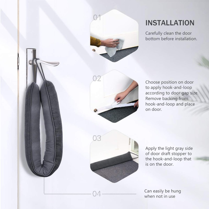 Door Draft Stopper, 42 Inch Weighted Under Door Noise Cold