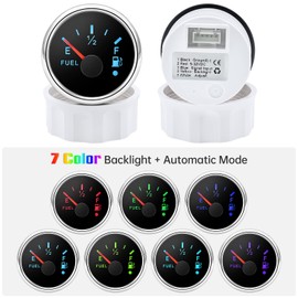 Fuel Level Indicator with 250 mm Fuel Level Sensor, 0-190 Ohms 7 Backlight Universal Car Fuel Level Indicator Tank Meter with Water Level Sensor Fuel Sensor for Boat, Motorhome