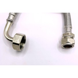 Flexi Tap Connector 15mm x 3/4" BSP Bent Easy Connect 300mm Long Flexible Hose Pipe Flexible Hose
