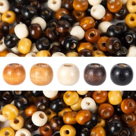 Baiinjiene 1000pcs 8mm Wooden Beads for Crafts, Large Hole Wood Beads Bulk, Natural Round Wood Spacer Beads for Jewelry Making, Hair Braids, Macrame DIY, 5 Colors(8mm)