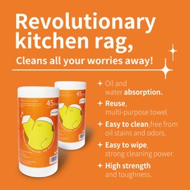 NNX Reusable Paper Towels, Disposable Dish Cloths & Hand Wipes for Kitchen – Multi-Use, Durable, and Reusable Rags for Kitchen and Daily Cleaning (8.7 x 11.8 inches, 45 Sheets per Roll)